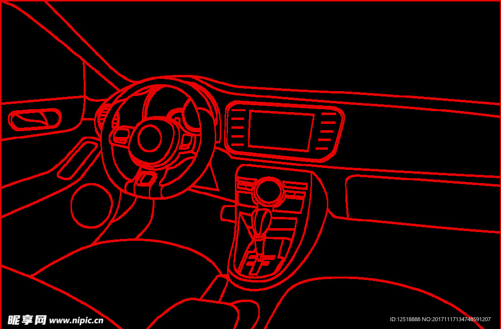 汽车内饰线条图