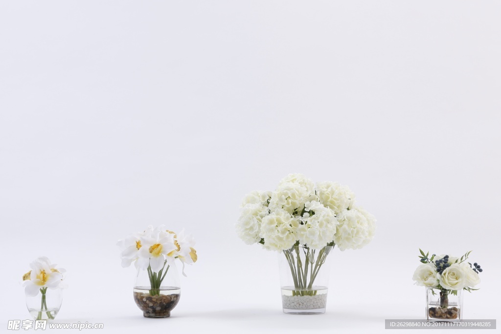 现代简约白色花艺仿真花插花绣球