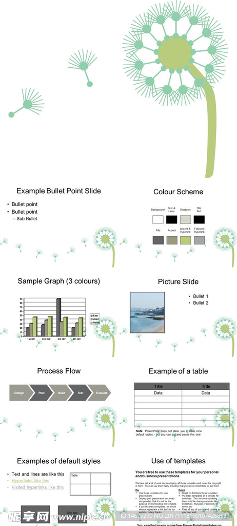 蒲公英矢量PPT模板