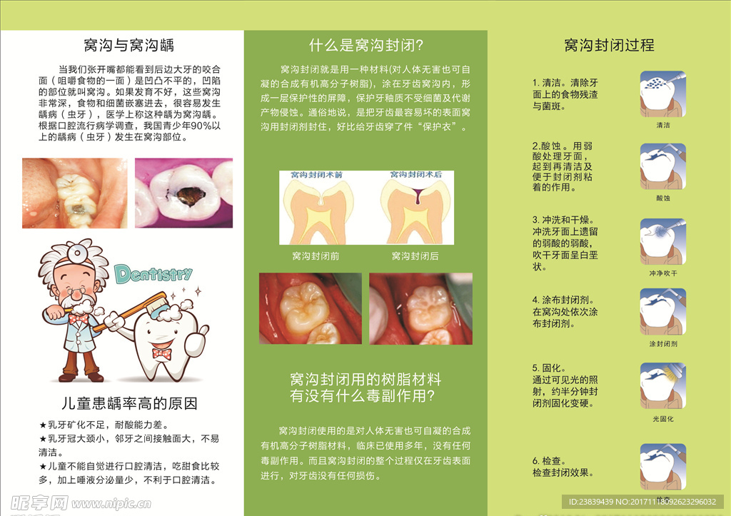 窝沟封闭牙科口腔宣传彩页三折页