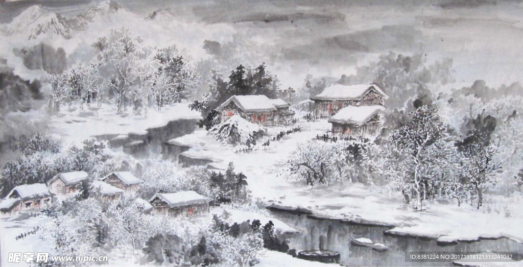 冬天水墨画