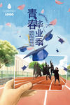 青春学生毕业高校大学毕业季海报