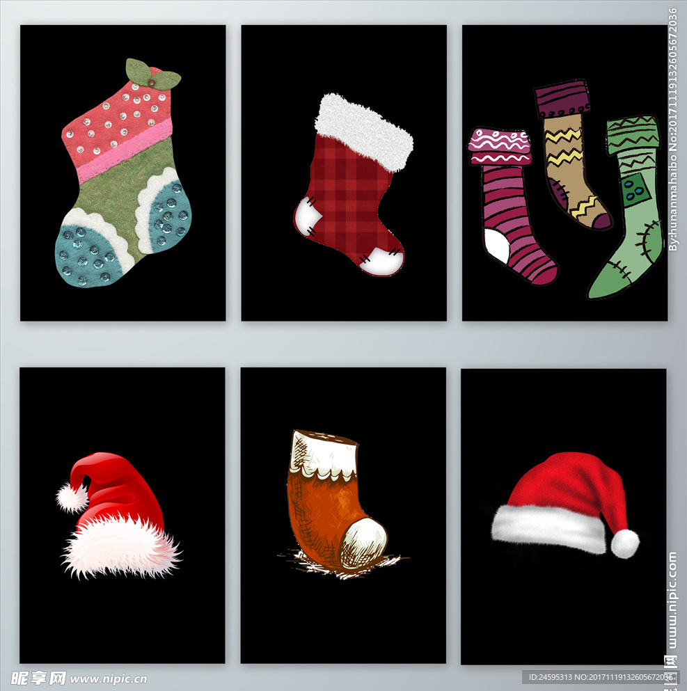 圣诞节手绘风高清袜子素材