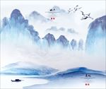 中国风山水画客厅书房装饰画无框