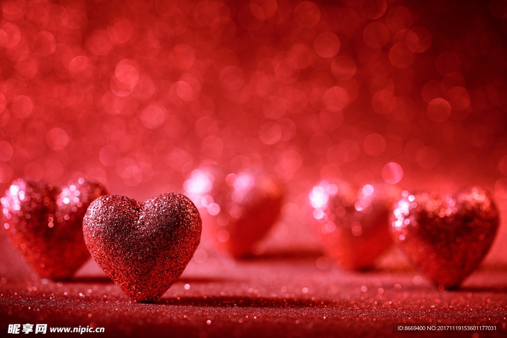红色立体爱心情人节背景素材