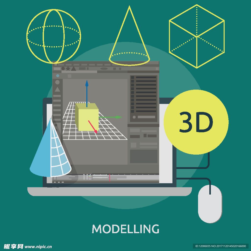 3D绘图界面矢量素材