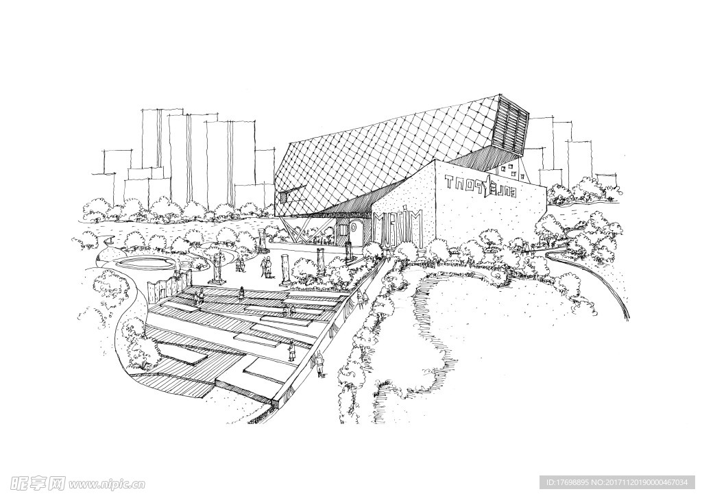 建筑钢笔画