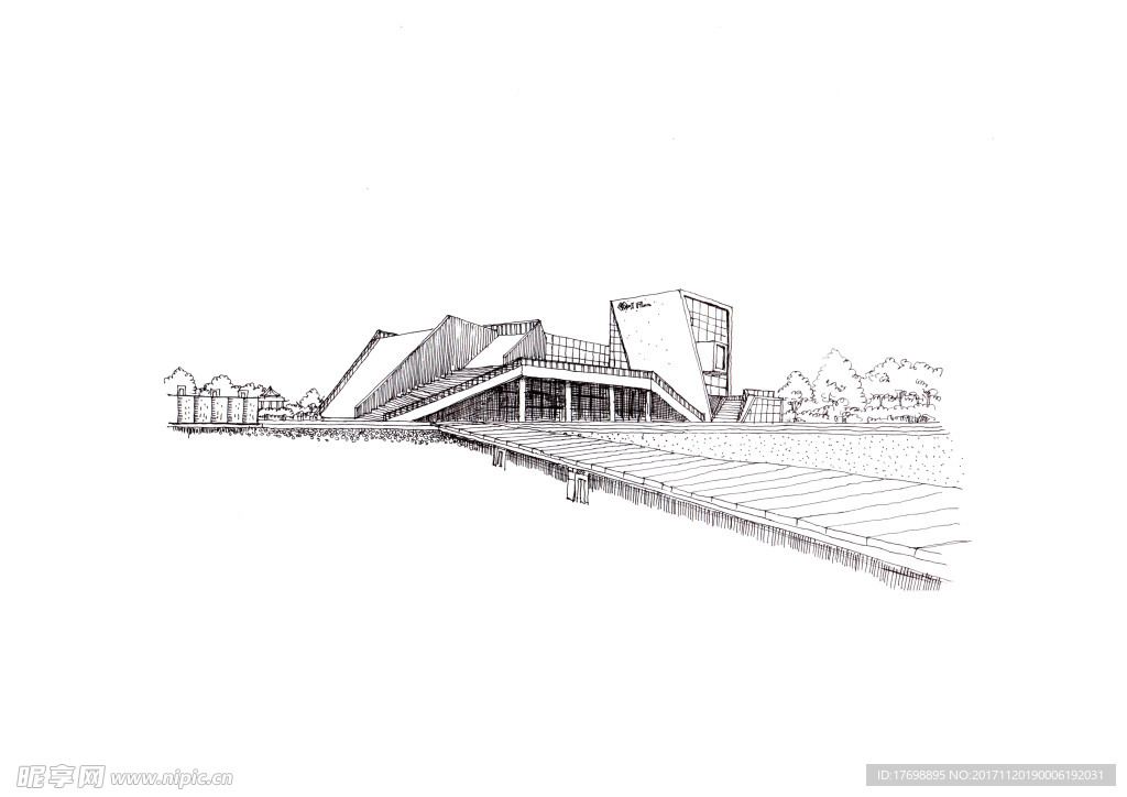 建筑钢笔画