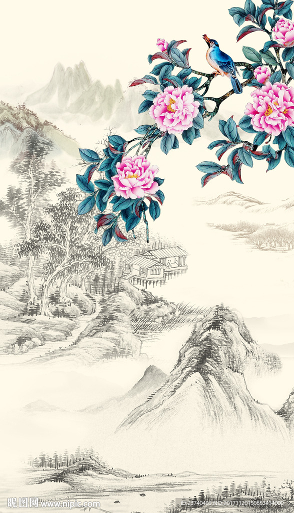 国画花鸟玄关