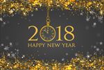 新年快乐金色背景2018钟表字