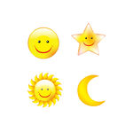 星星 月亮 太阳  笑脸