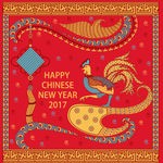 红色喜庆花纹边框鸡年背景