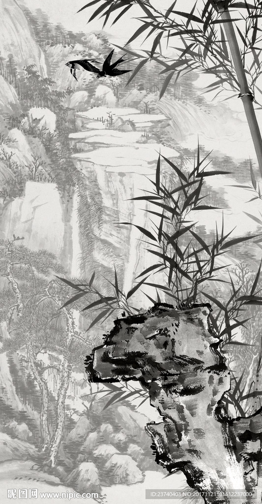 水墨竹子玄关