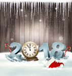 圣诞节背景2018年时钟矢量