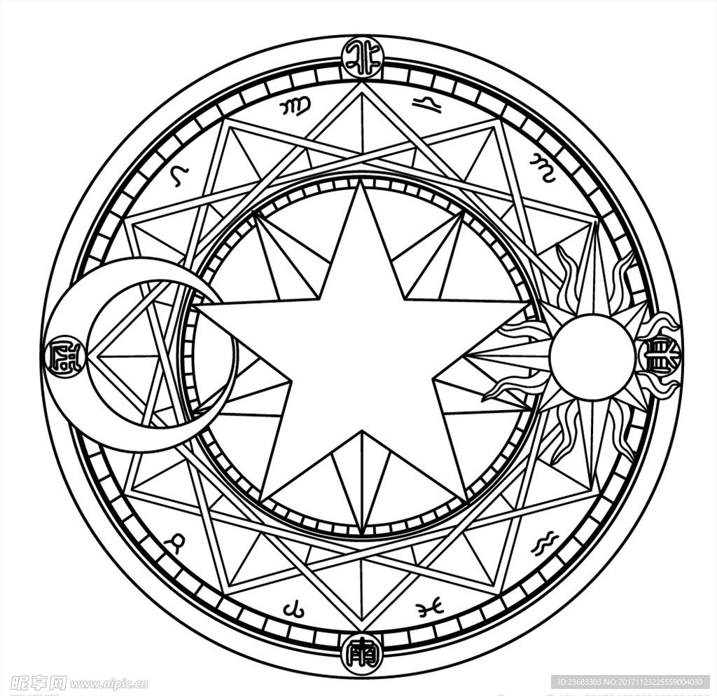 樱星星纹魔法阵矢量图