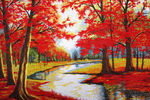 红叶油画