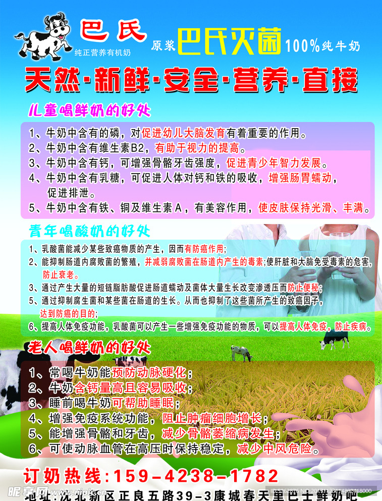 巴氏酸奶传单