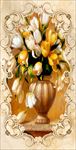 欧式花纹边框水彩油画花瓶