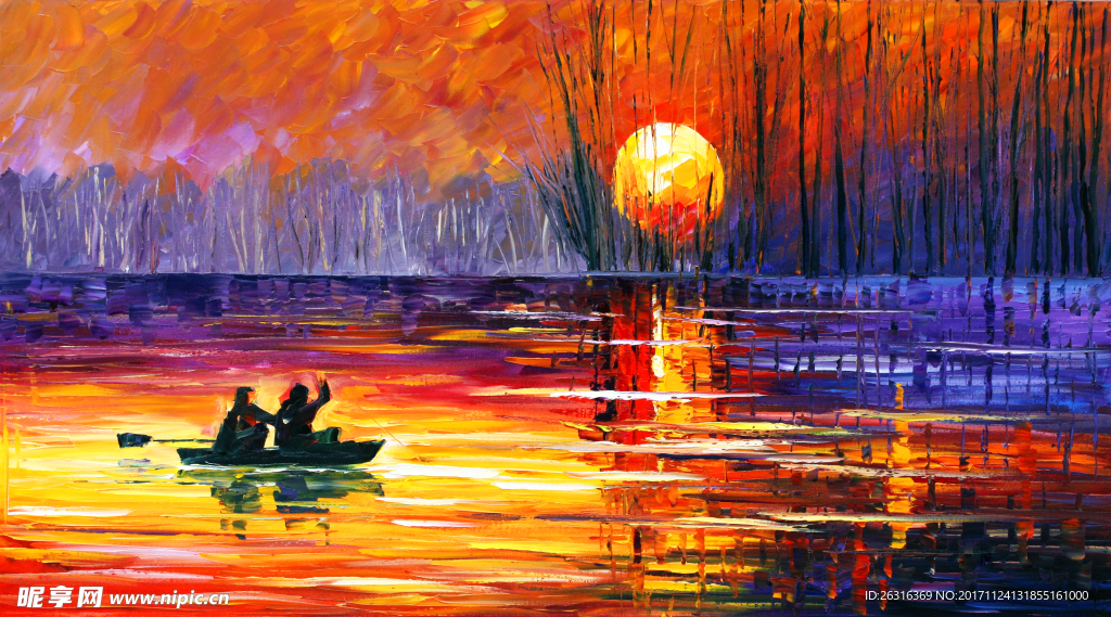 欧式夕阳油画