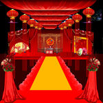 中式婚礼红色顶棚