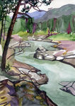 水彩山地风景画