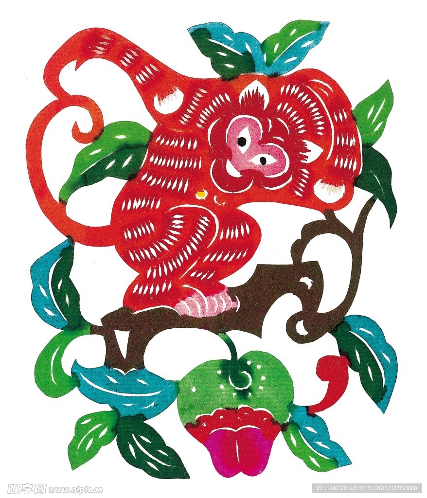 剪纸猴