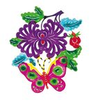 剪纸鲜花和蝴蝶
