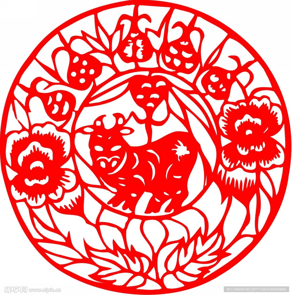 剪纸牛