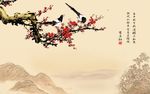 石纹梅花山水和气致祥电视背景墙