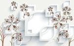 3d蒲公英花朵方框浪漫背景