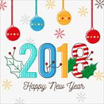 手绘多彩新年背景装饰2018