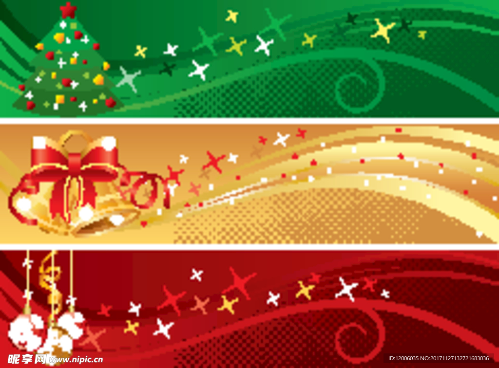 卡通线条喜庆圣诞节banner