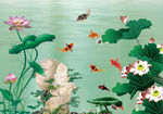 荷花九鱼图