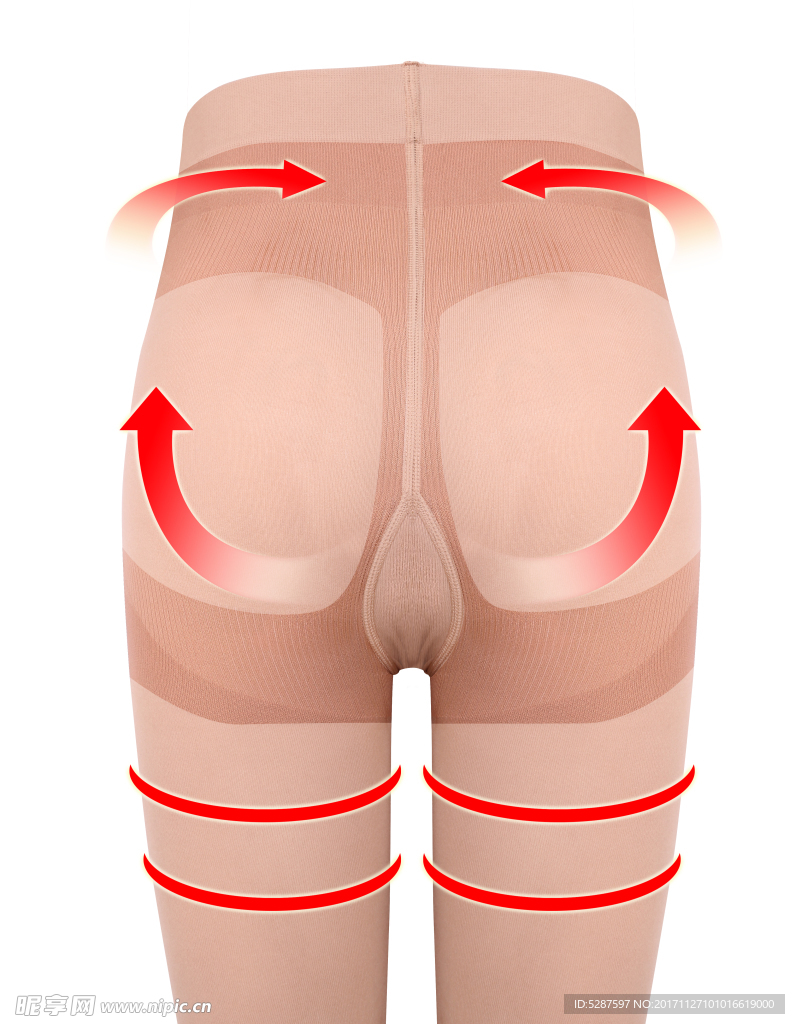 裤袜臀部背面加箭头