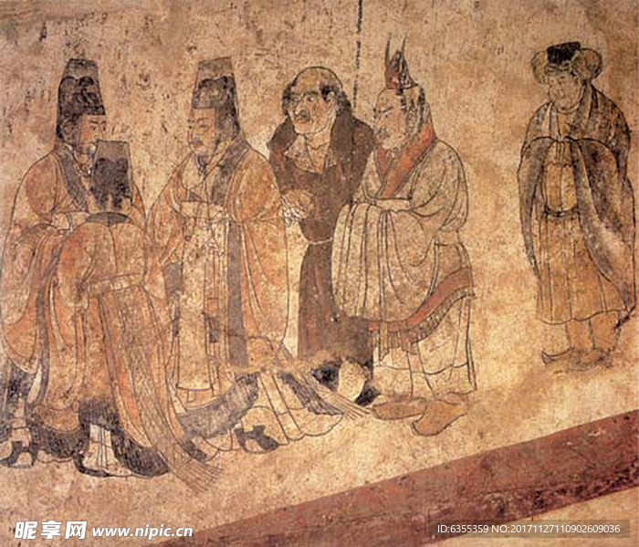 章怀太子墓 陵墓壁画 仕女图