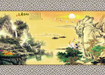 中式财源广进山水画背景
