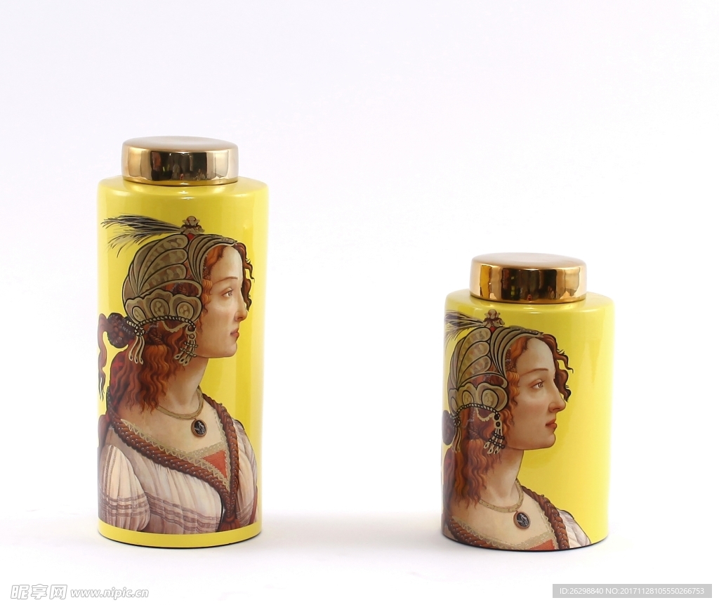欧美创意陶瓷罐摆件女人图像