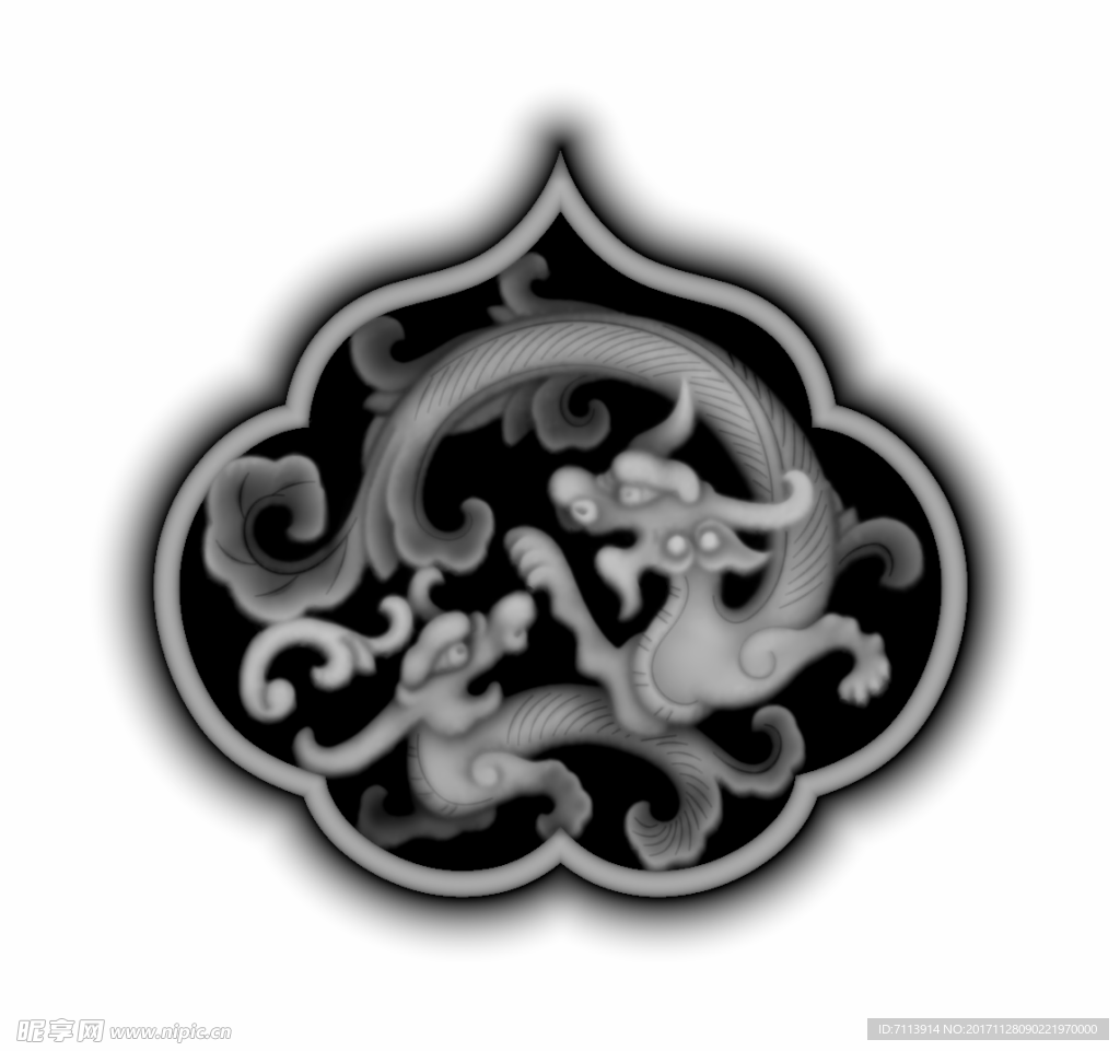 经典官帽椅龙图灰度图