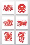 中国风剪纸龙矢量素材