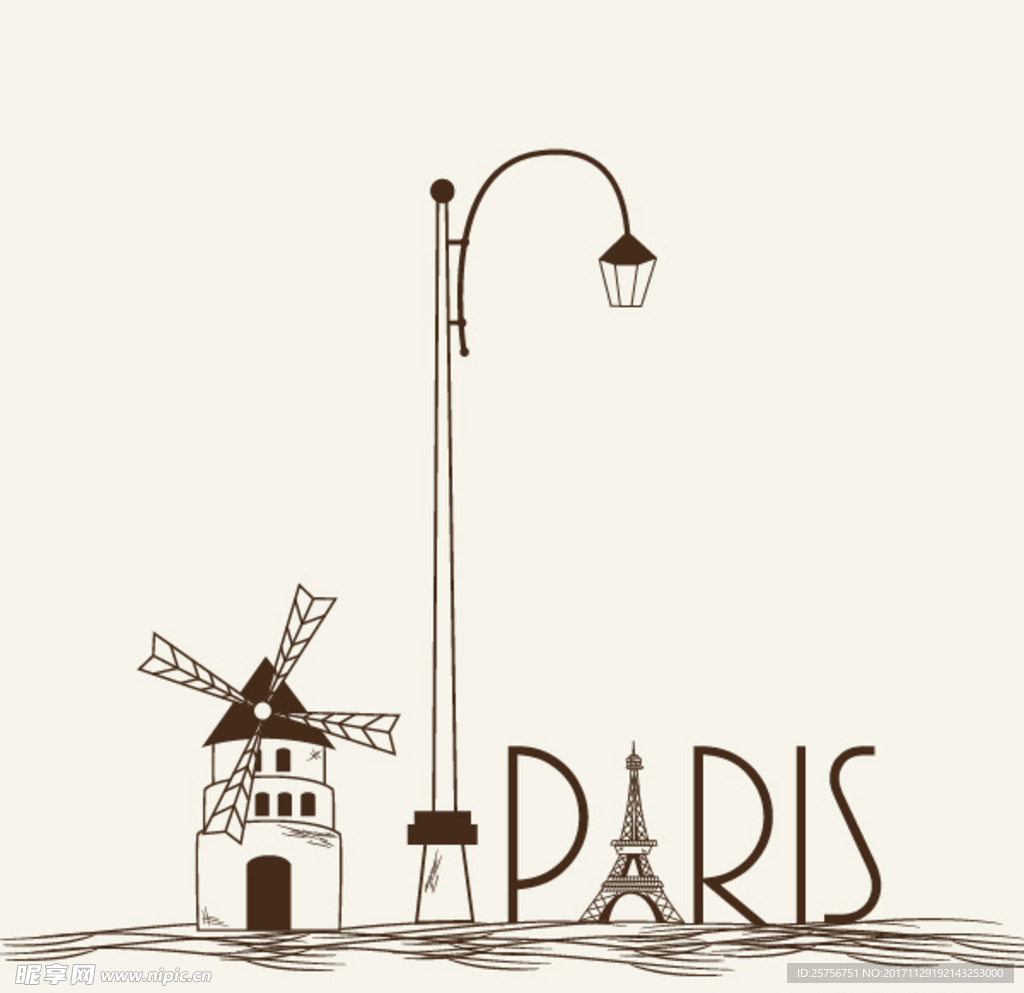 手绘建筑矢量图