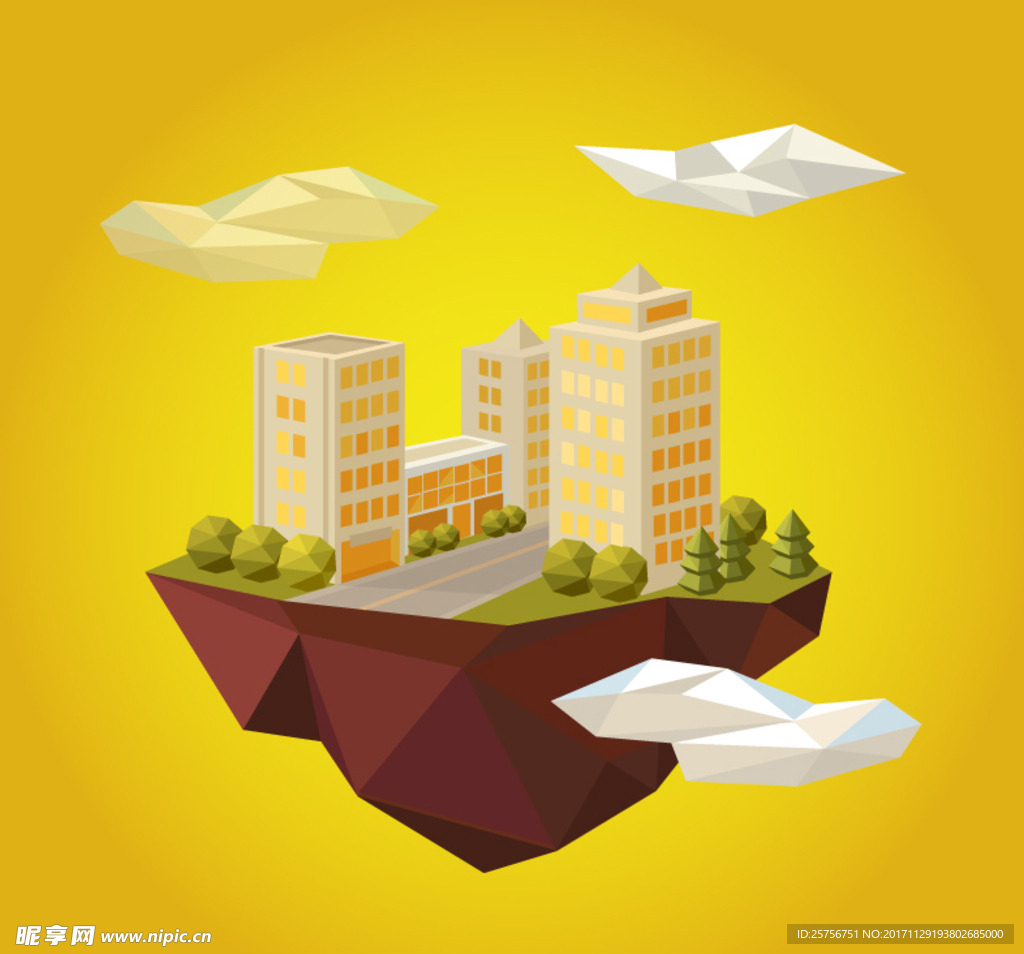 云端大厦矢量图