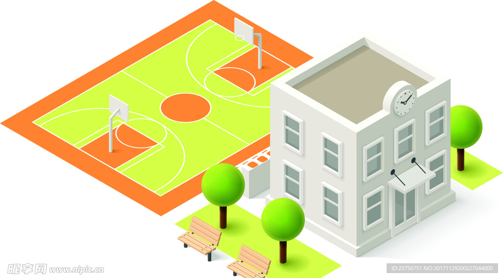 卡通建筑矢量图