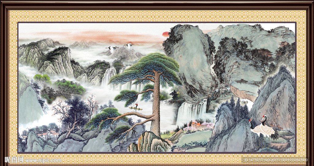 国画迎客松