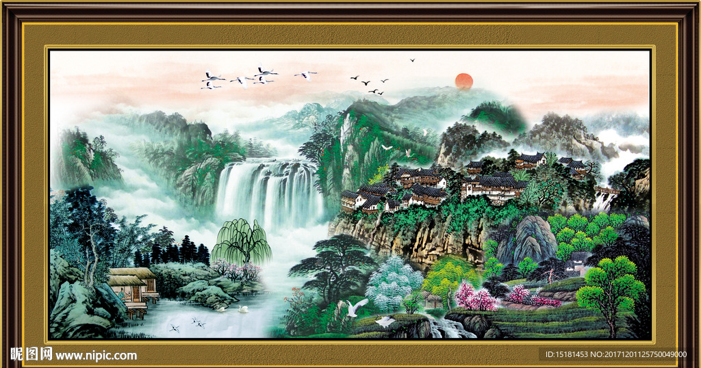 山水国画 财源滚滚