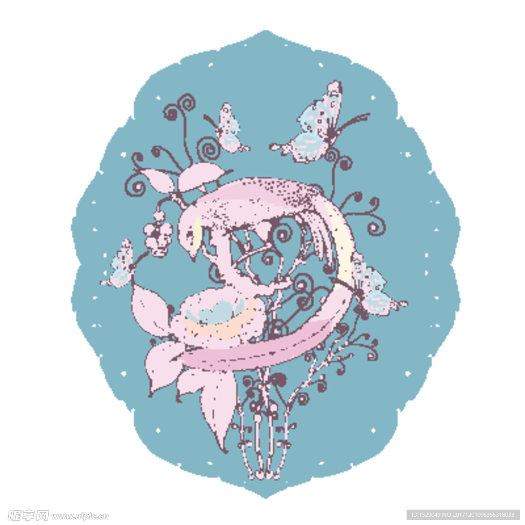 手绘淡彩花纹