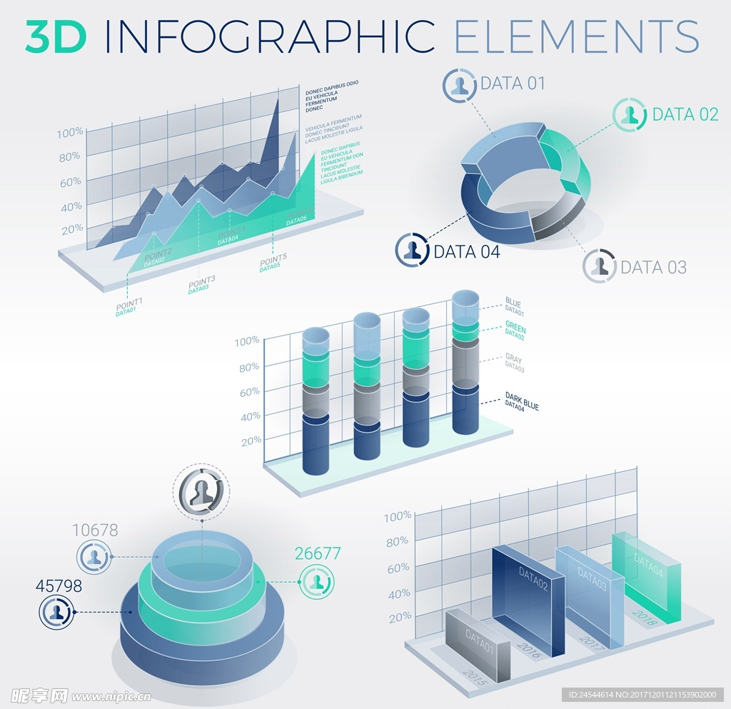 微立体商业信息图表矢量设计素材