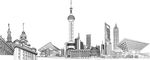 上海城市线稿矢量图