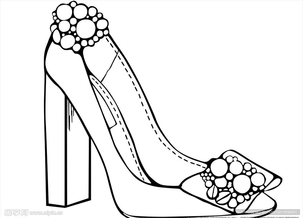 手绘高跟鞋矢量素材