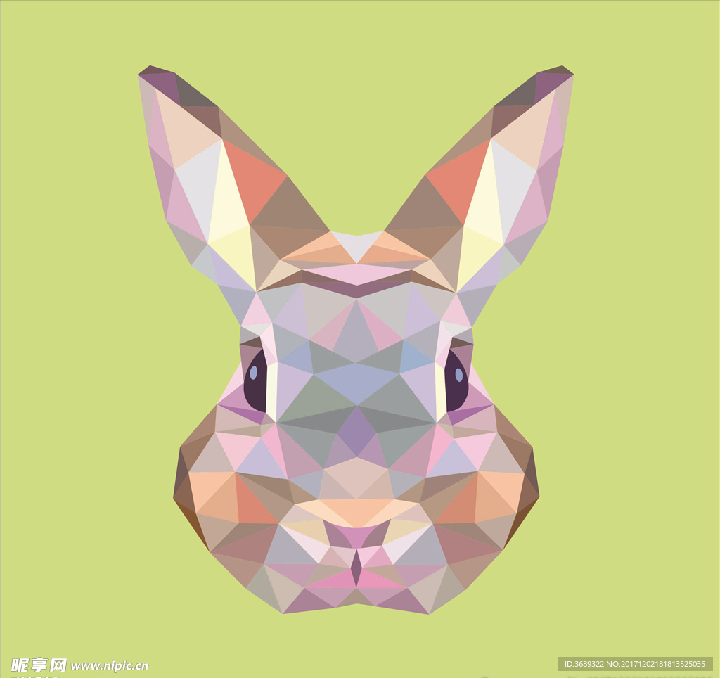 兔子几何多边形生肖矢量图