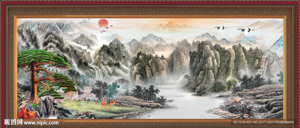 迎客松国画